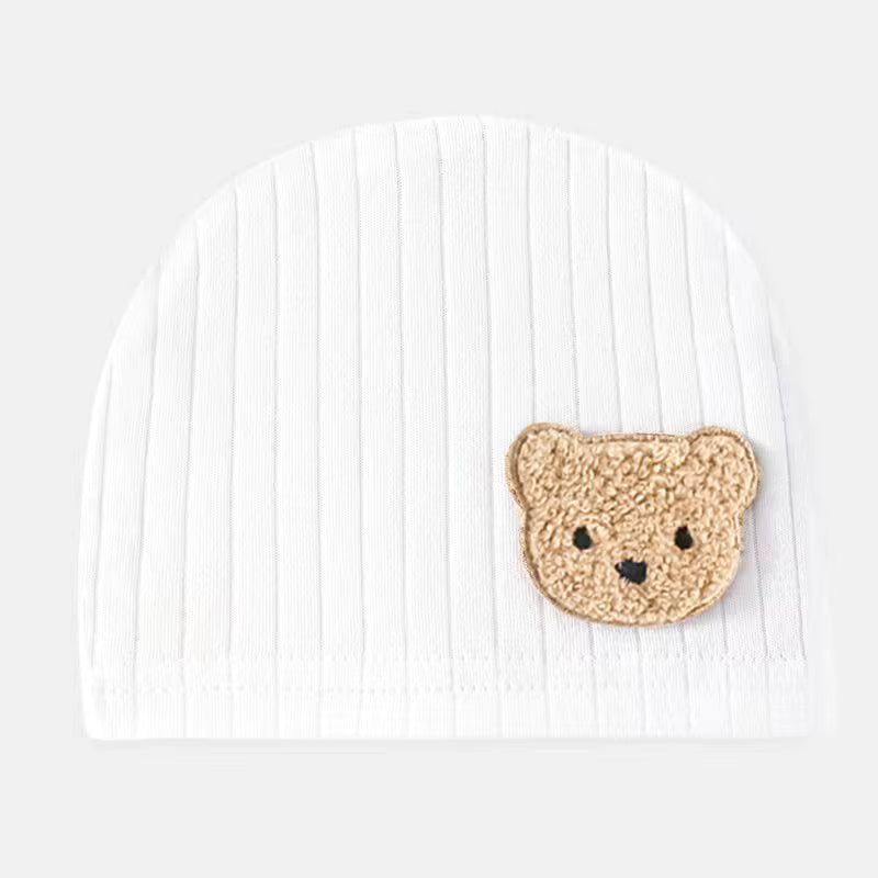 Organic Cotton newborn - 6month Wrap Romper with Hat – Teddy Bear Patch | Ivory