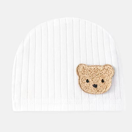 Organic Cotton newborn - 6month Wrap Romper with Hat – Teddy Bear Patch | Ivory