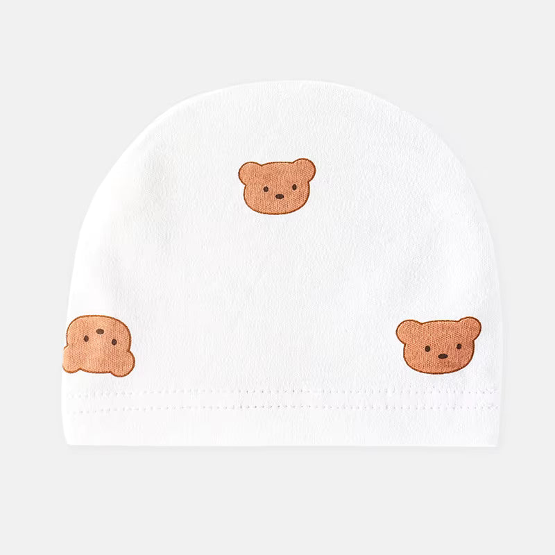 Unisex Newborn Organic Cotton Wrap Romper with Hat– Teddy Bear Print